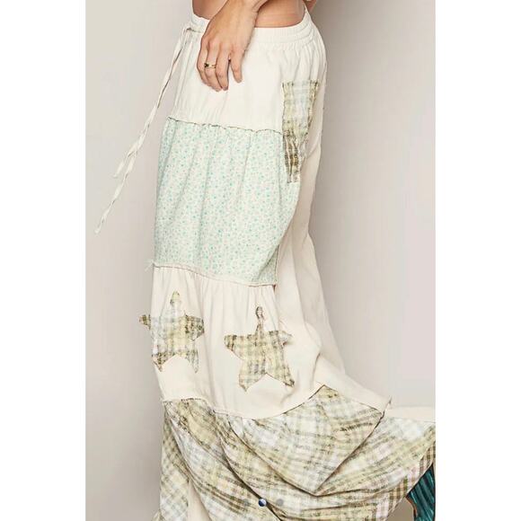 POL Star Patch Wide Leg Pants – Drawstring Contrast Casual Trousers - Picture 3 of 3